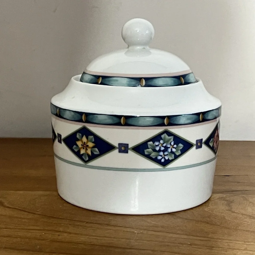 Pfaltzgraff Atmosphere Crystaflora‎ Covered Sugar Bowl & Lid Set Vintage